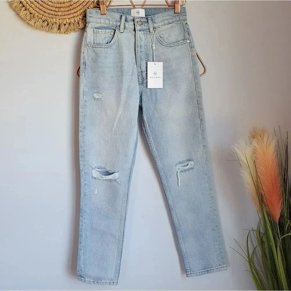 Anine Bing, New, Sonya High Rise Ankle Slim Destructed Classic Jeans, Size 25 - Picture 12 of 12
